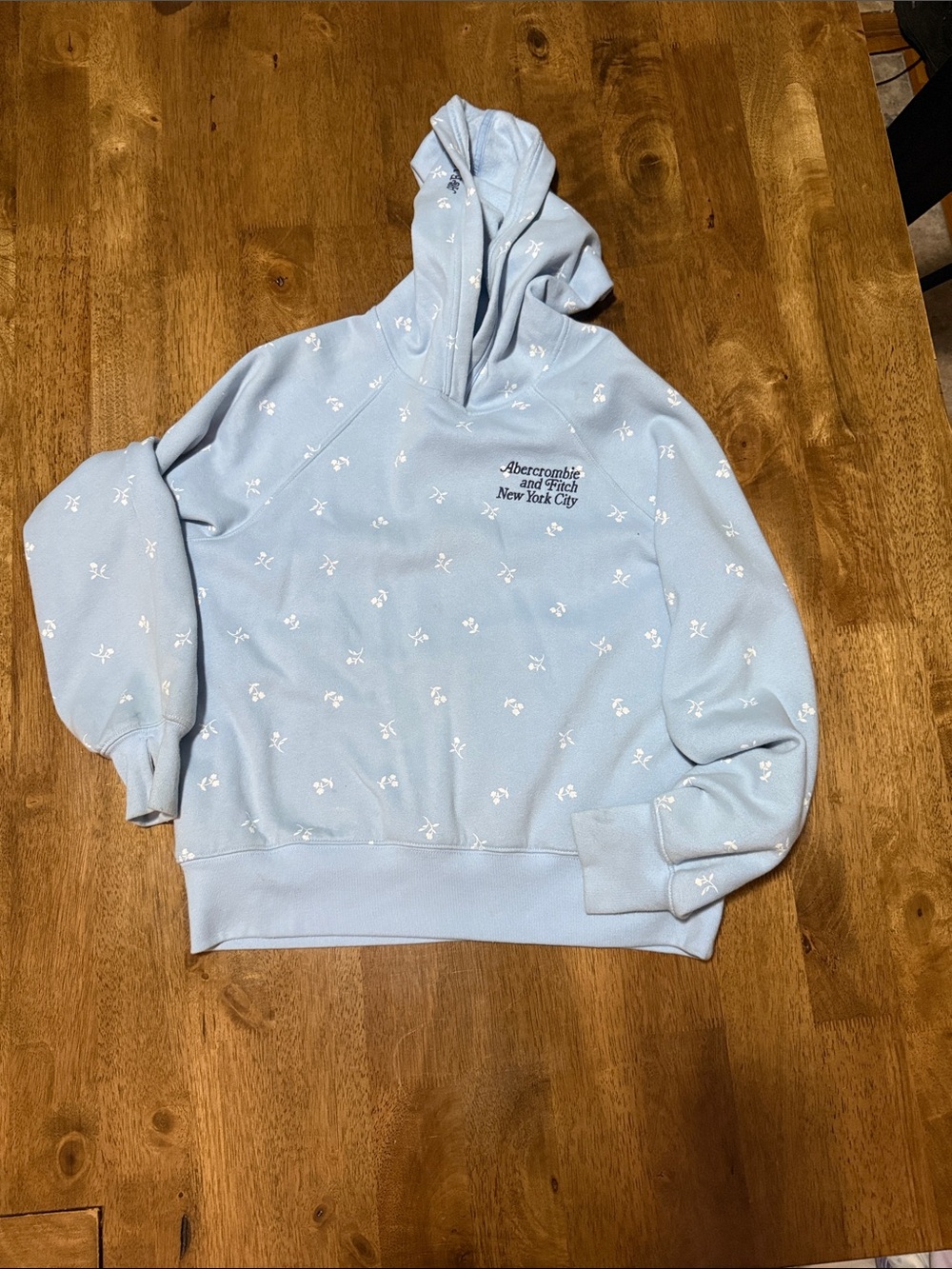 Abercrombie & Fitch Pastel Blue Floral Logo Hoodie